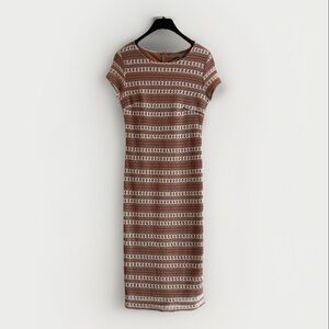 Absolutely Famous Brown Embroidered Shift Dress ✨ Size Small‎